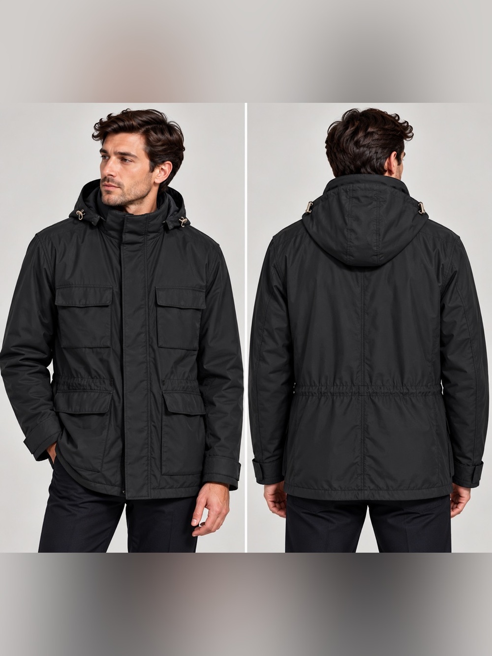 Ermenegildo Zegna Men’s Black Hooded Jacket – Made in Italy – Size 52